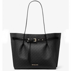 MICHAEL KORS OUTLET Emilia Large Logo Tote Bag BLACK SIGNATURE COLOR